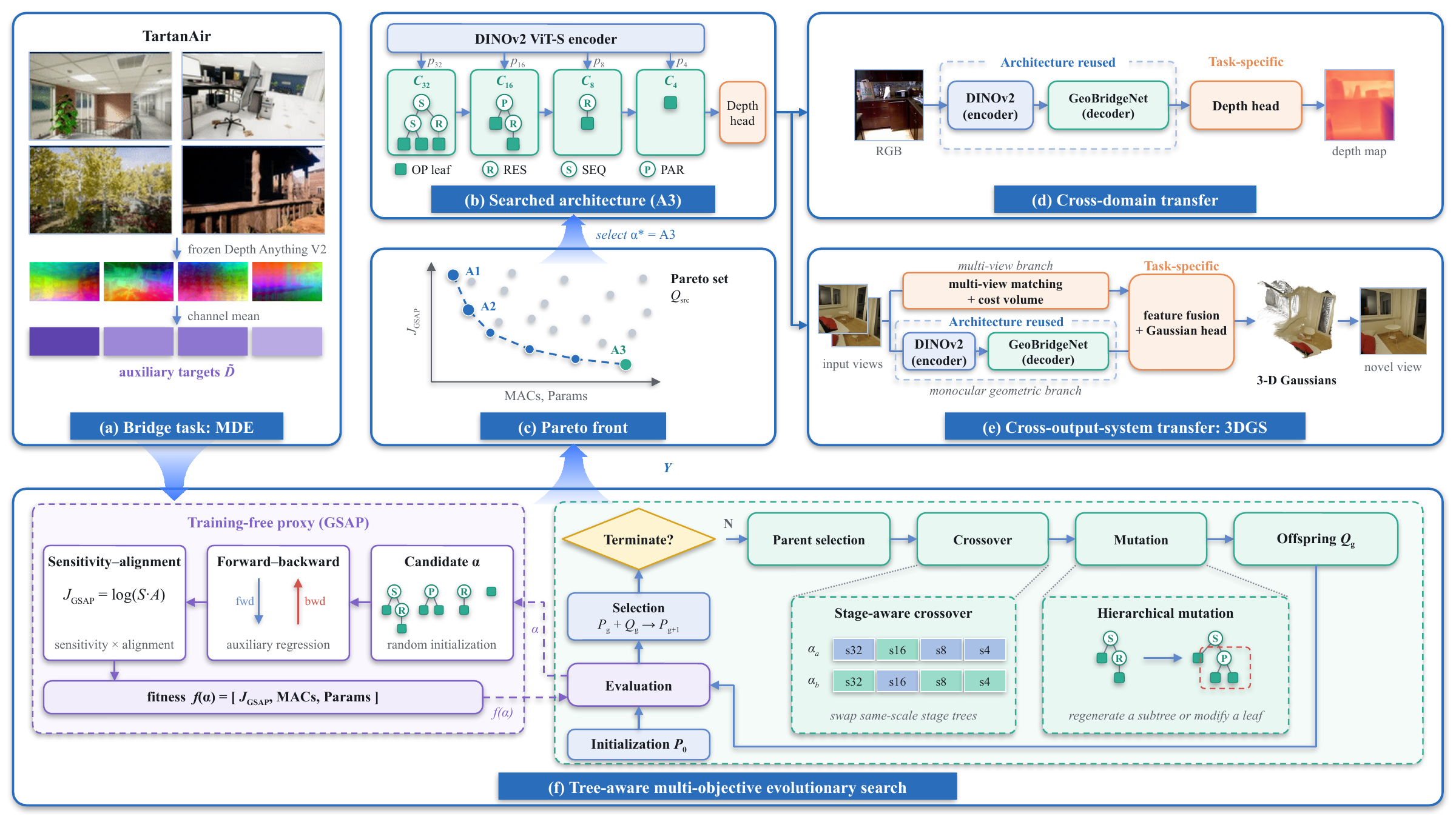 GeoBridge: tree-aware evolution with GSAP and decoder topology transfer to geometric vision systems
